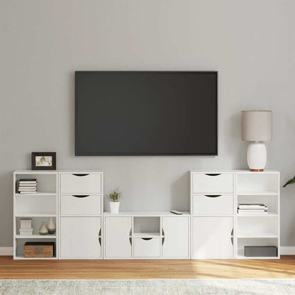 vidaXL 5 Piece TV Units with Storage "ODDA" White Solid Wood Pine 1