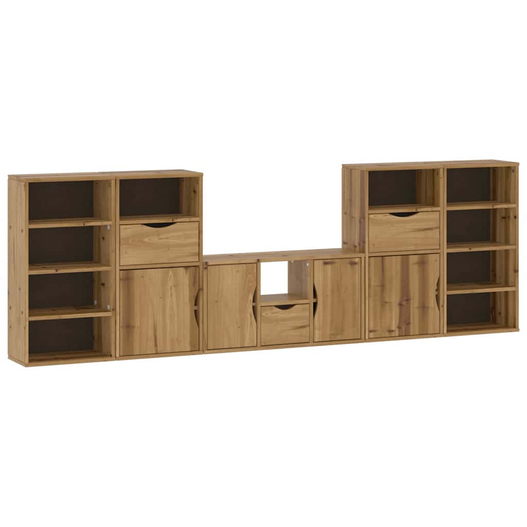vidaXL 5 Piece TV Units with Storage "ODDA" Solid Wood Pine 2