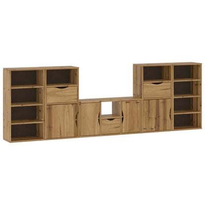 vidaXL 5 Piece TV Units with Storage "ODDA" Solid Wood Pine 2