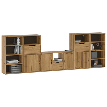 vidaXL 5 Piece TV Units with Storage "ODDA" Solid Wood Pine 4