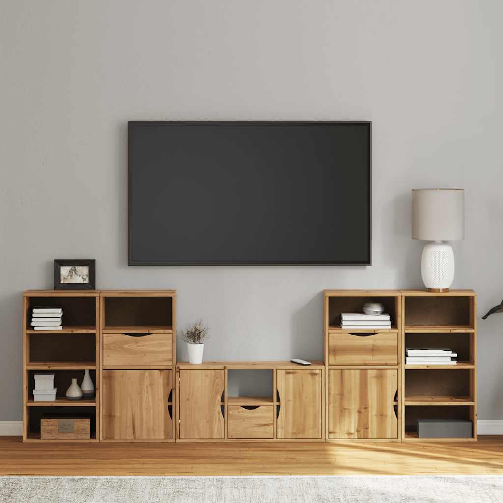 vidaXL 5 Piece TV Units with Storage "ODDA" Solid Wood Pine 1