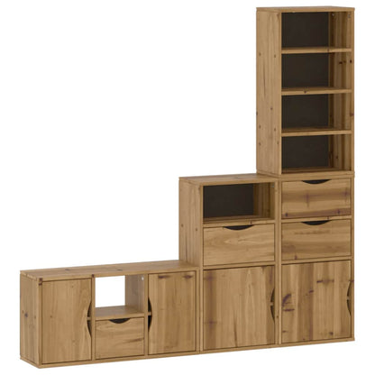 vidaXL 4 Piece TV Units with Storage ODDA Solid Wood Pine 2