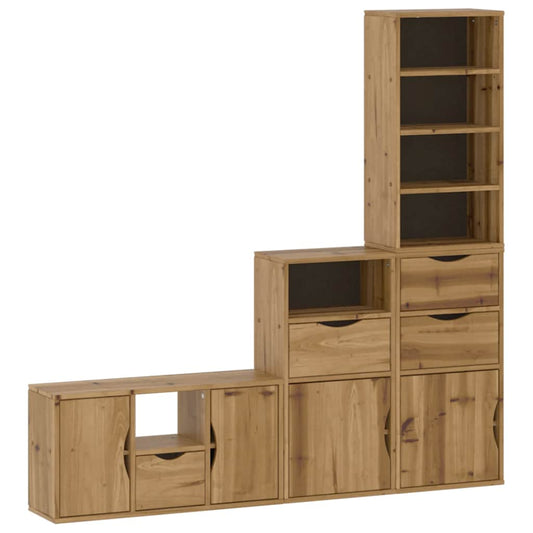 vidaXL 4 Piece TV Units with Storage ODDA Solid Wood Pine 2