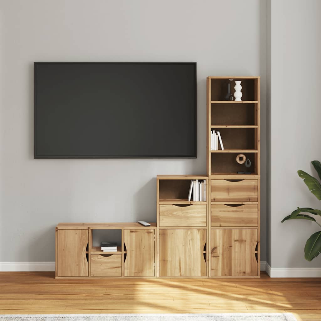 vidaXL 4 Piece TV Units with Storage ODDA Solid Wood Pine 3