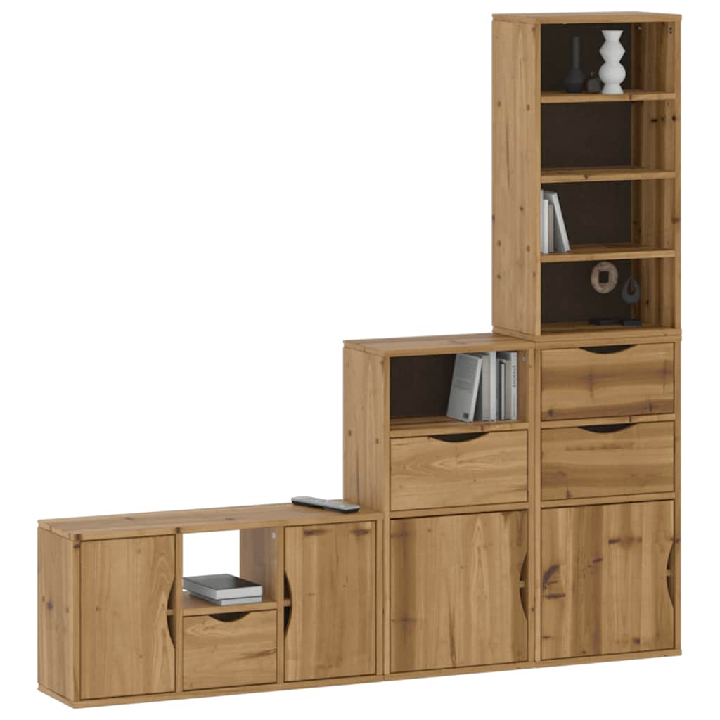 vidaXL 4 Piece TV Units with Storage ODDA Solid Wood Pine 4