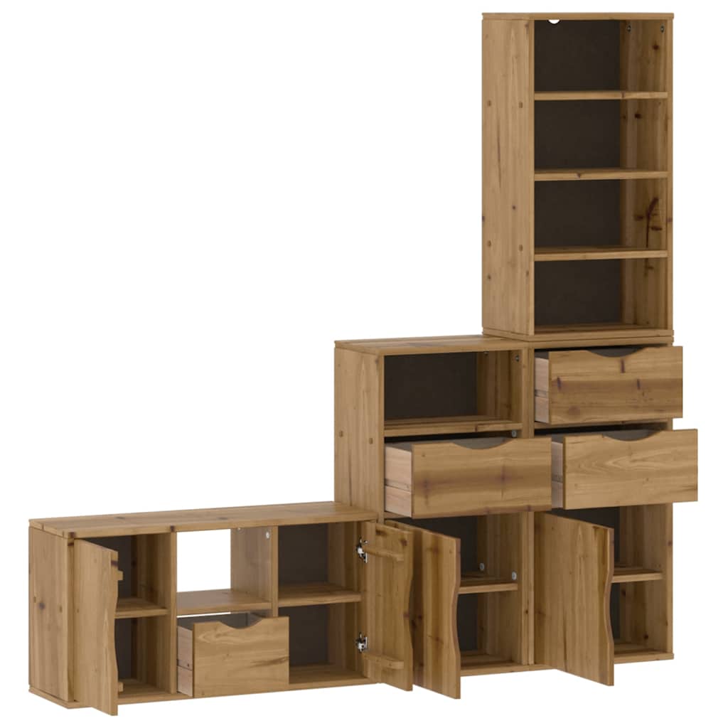 vidaXL 4 Piece TV Units with Storage ODDA Solid Wood Pine 5