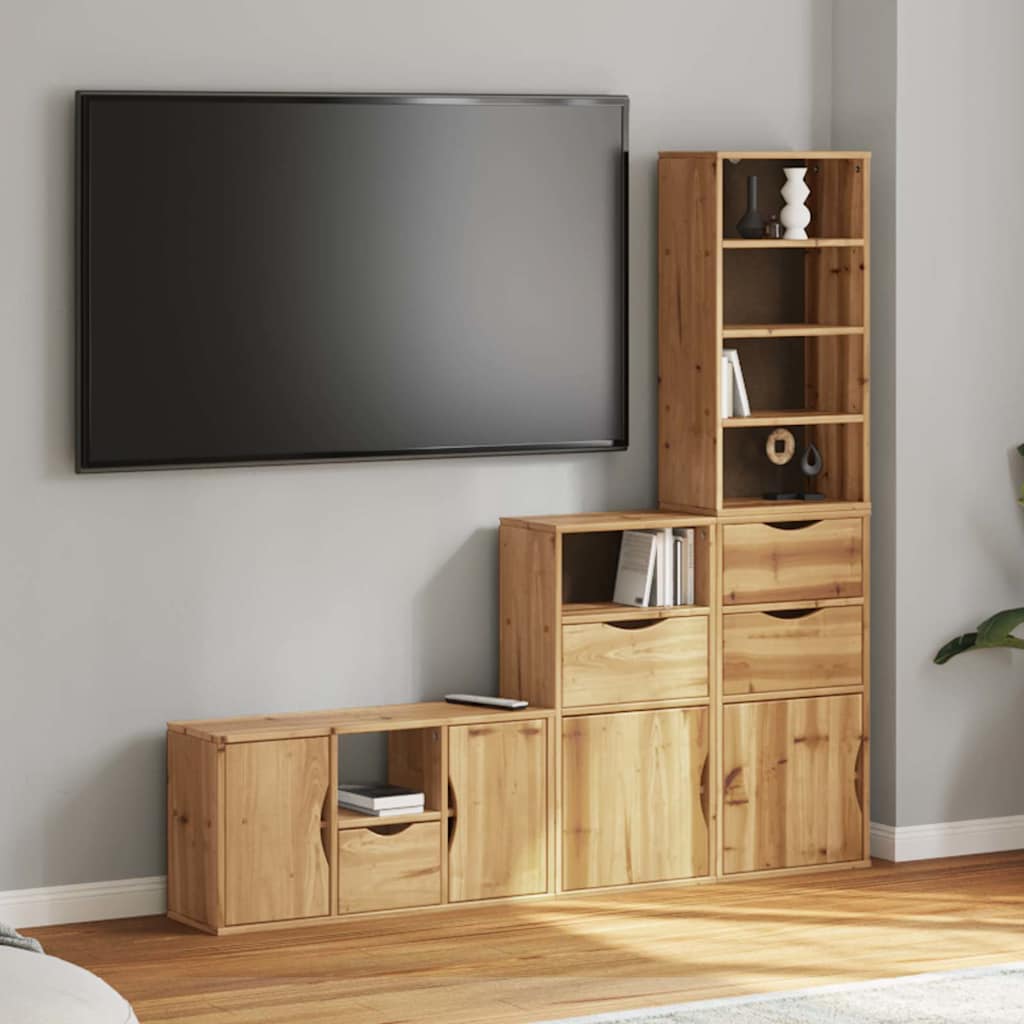vidaXL 4 Piece TV Units with Storage ODDA Solid Wood Pine 1
