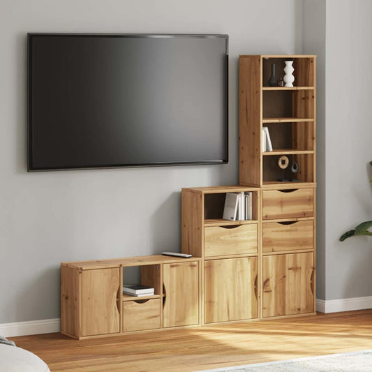 vidaXL 4 Piece TV Units with Storage ODDA Solid Wood Pine 1