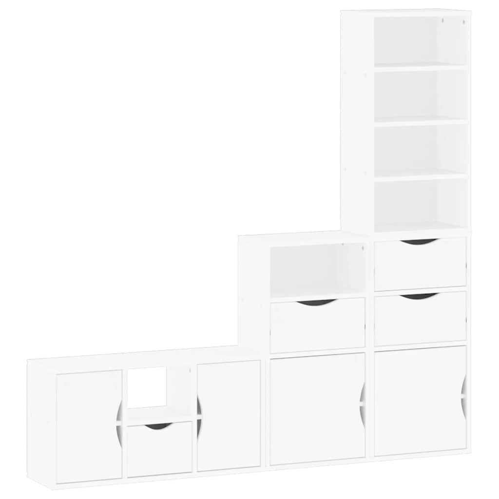 vidaXL 4 Piece TV Units with Storage ODDA White Solid Wood Pine 2