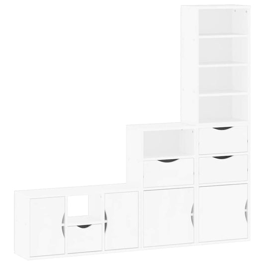 vidaXL 4 Piece TV Units with Storage ODDA White Solid Wood Pine 2