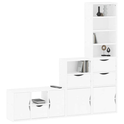 vidaXL 4 Piece TV Units with Storage ODDA White Solid Wood Pine 4