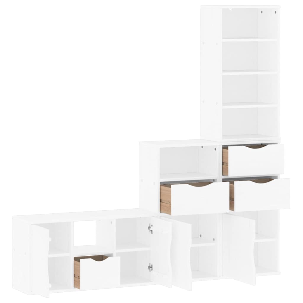 vidaXL 4 Piece TV Units with Storage ODDA White Solid Wood Pine 5