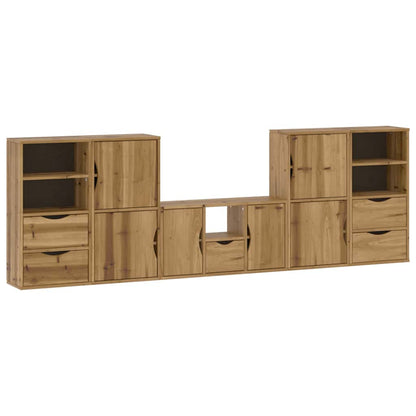 vidaXL 5 Piece TV Units with Storage "ODDA" Solid Wood Pine 2
