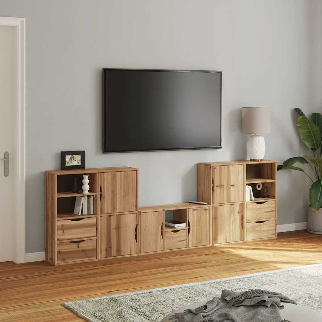 vidaXL 5 Piece TV Units with Storage "ODDA" Solid Wood Pine 3