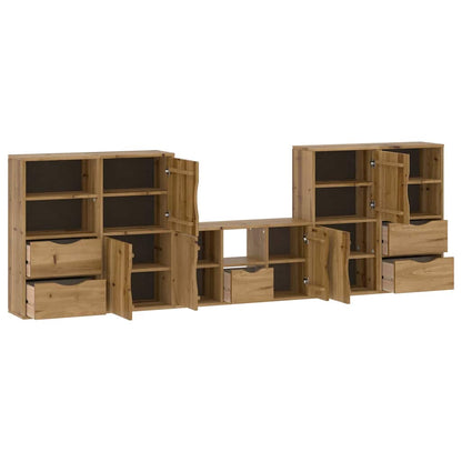 vidaXL 5 Piece TV Units with Storage "ODDA" Solid Wood Pine 4