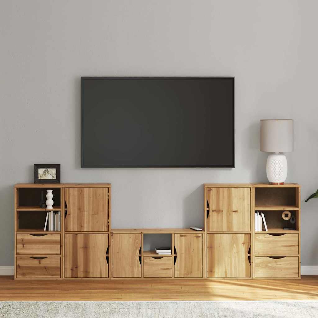 vidaXL 5 Piece TV Units with Storage "ODDA" Solid Wood Pine 1
