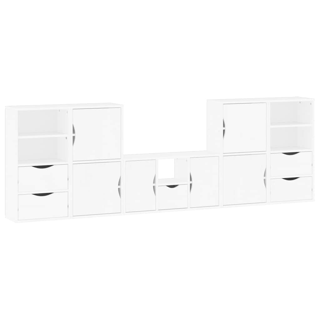 vidaXL 5 Piece TV Units with Storage "ODDA" White Solid Wood Pine 2