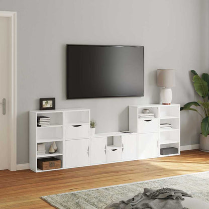 vidaXL 5 Piece TV Units with Storage "ODDA" White Solid Wood Pine 3