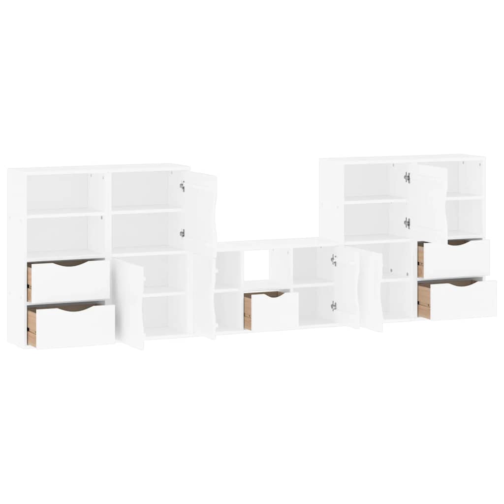 vidaXL 5 Piece TV Units with Storage "ODDA" White Solid Wood Pine 4
