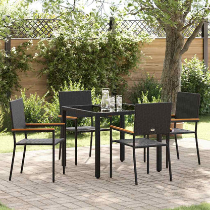 vidaXL Garden Dining Set 5 pcs Black Poly Rattan 1