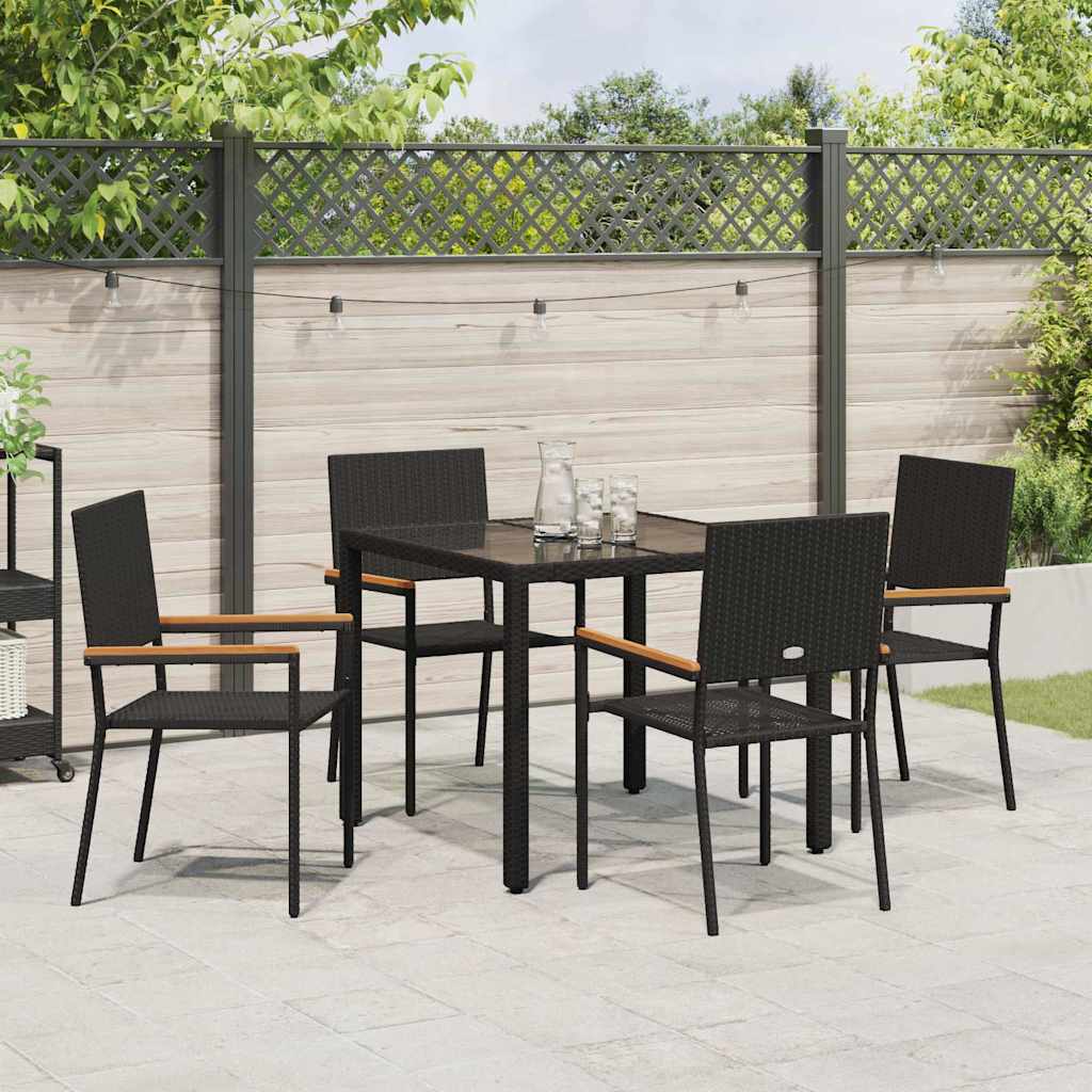 vidaXL Garden Dining Set 5 pcs Black Poly Rattan 4
