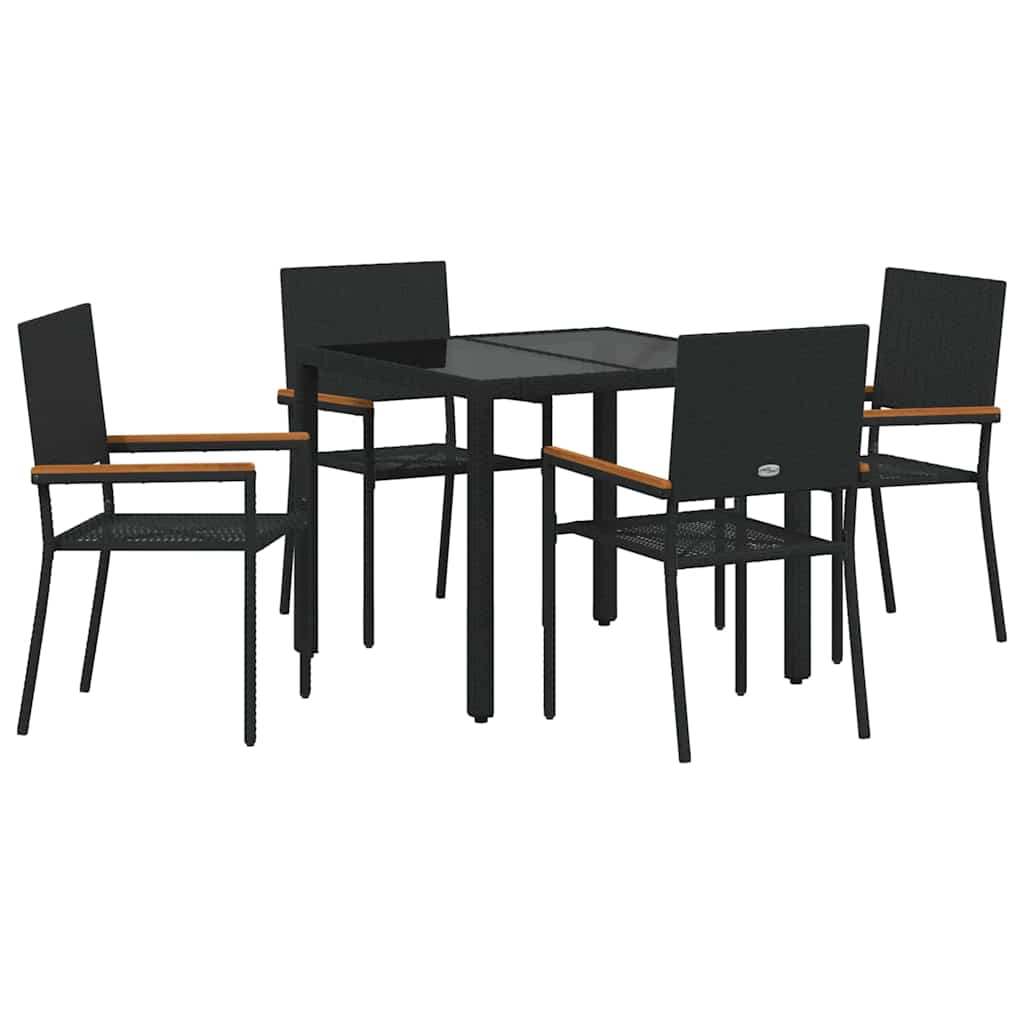 vidaXL Garden Dining Set 5 pcs Black Poly Rattan 2