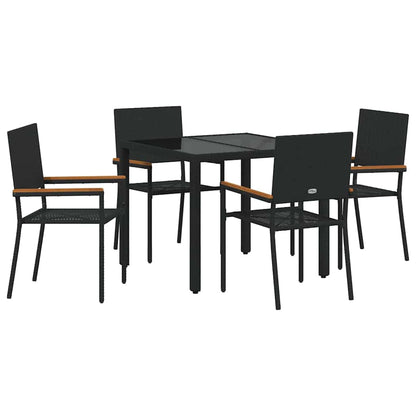 vidaXL Garden Dining Set 5 pcs Black Poly Rattan 2