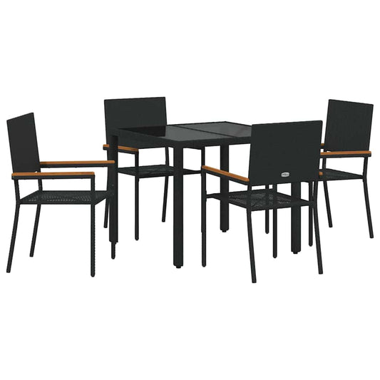 vidaXL Garden Dining Set 5 pcs Black Poly Rattan 2