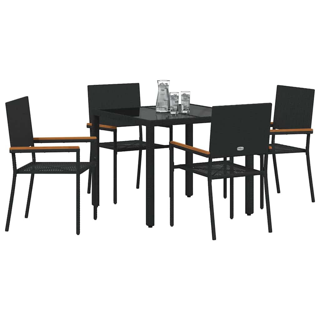 vidaXL Garden Dining Set 5 pcs Black Poly Rattan 3