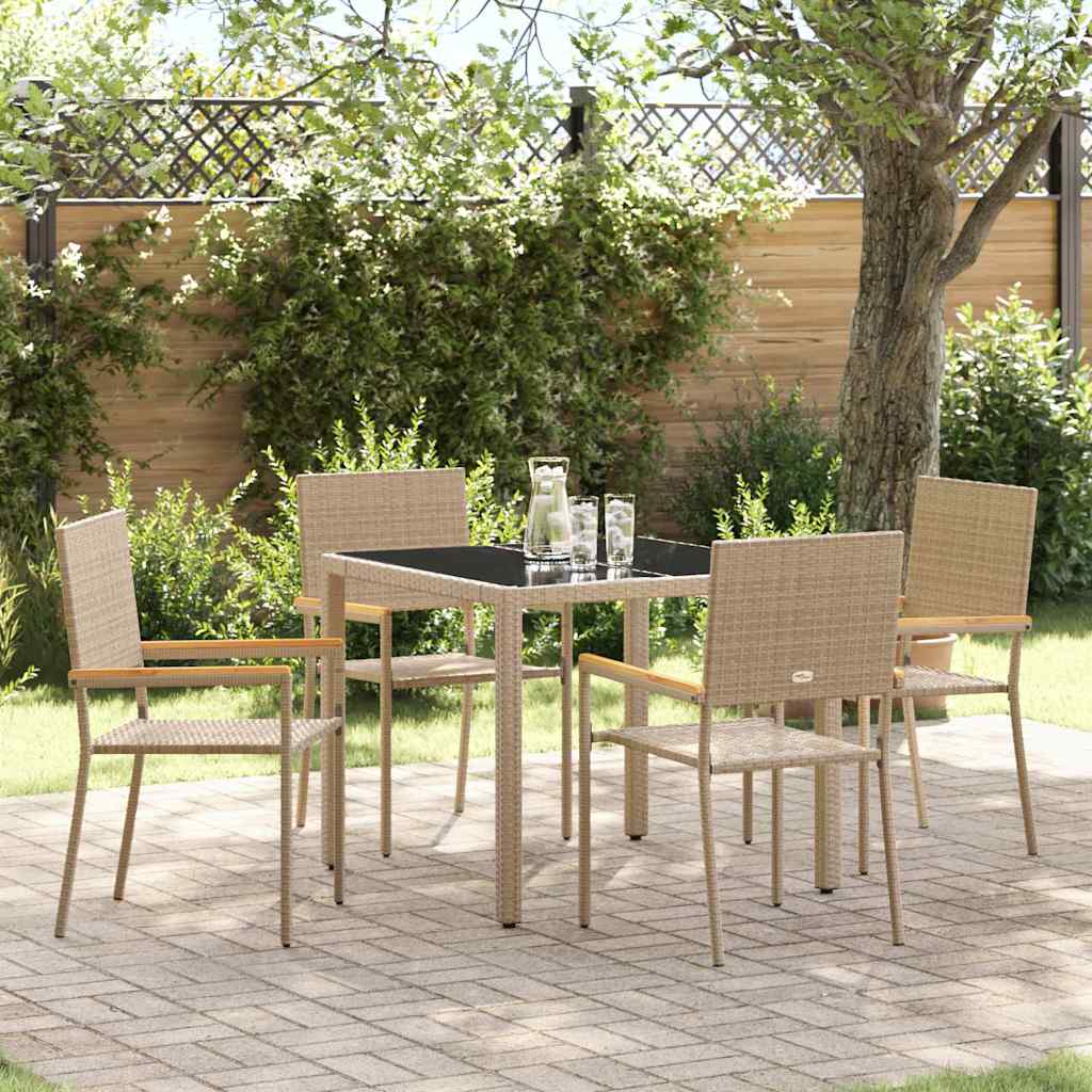 vidaXL Garden Dining Set 5 pcs Beige Poly Rattan 1