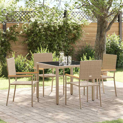 vidaXL Garden Dining Set 5 pcs Beige Poly Rattan 1