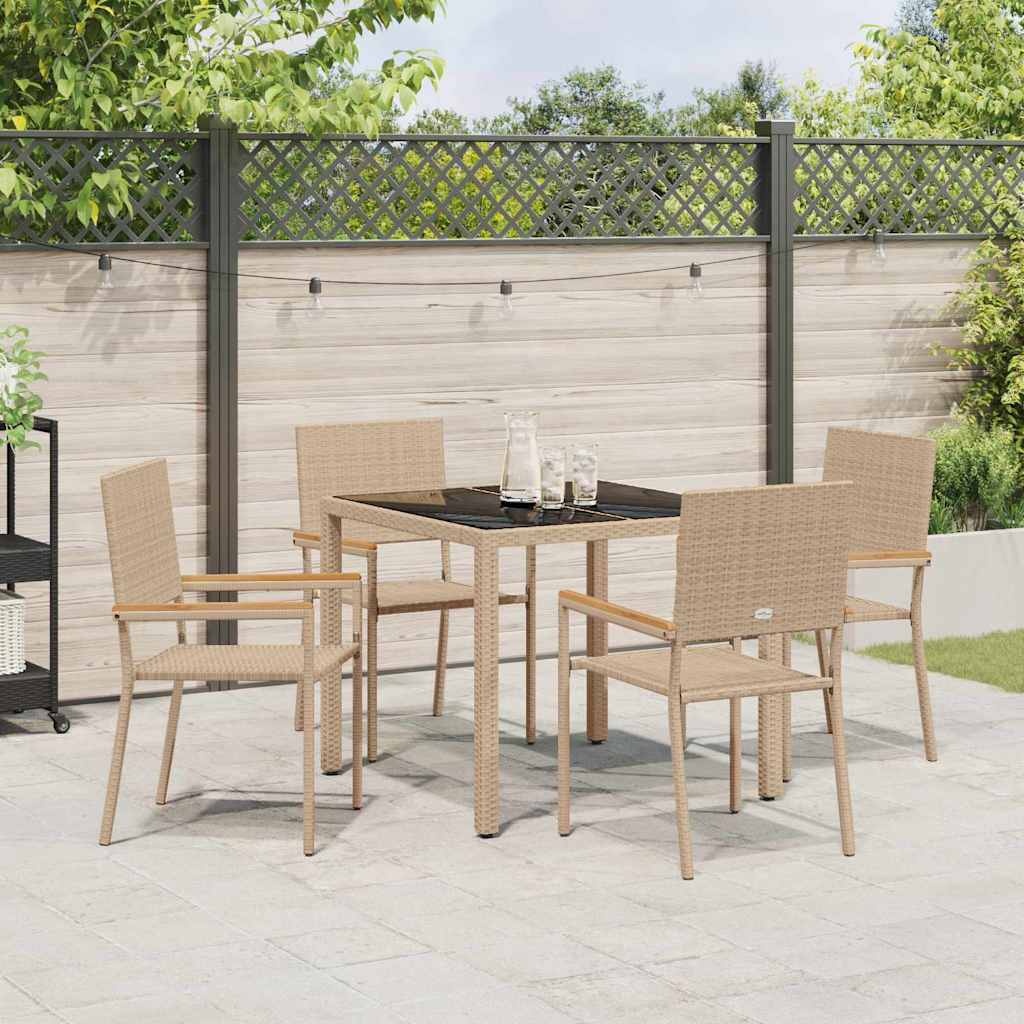 vidaXL Garden Dining Set 5 pcs Beige Poly Rattan 4