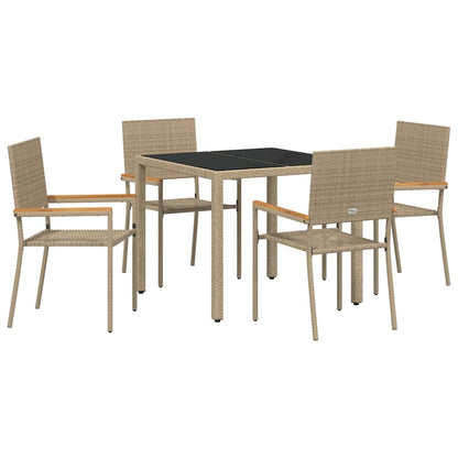 vidaXL Garden Dining Set 5 pcs Beige Poly Rattan 2