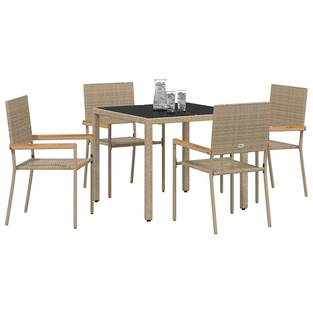 vidaXL Garden Dining Set 5 pcs Beige Poly Rattan 3