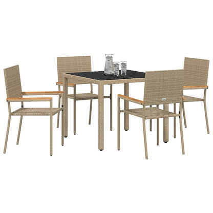 vidaXL Garden Dining Set 5 pcs Beige Poly Rattan 3