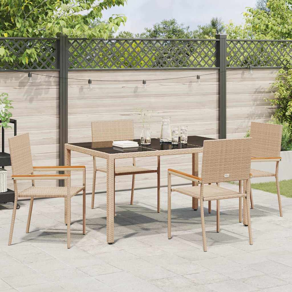 vidaXL Garden Dining Set 5 pcs Beige Poly Rattan 4