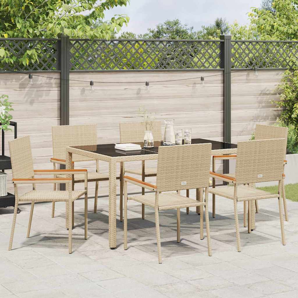 vidaXL Garden Dining Set 7 pcs Beige Poly Rattan 4