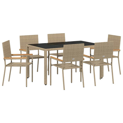 Garden Dining Set 5 pcs Poly Rattan Beige 150 cm table length 6-Seater