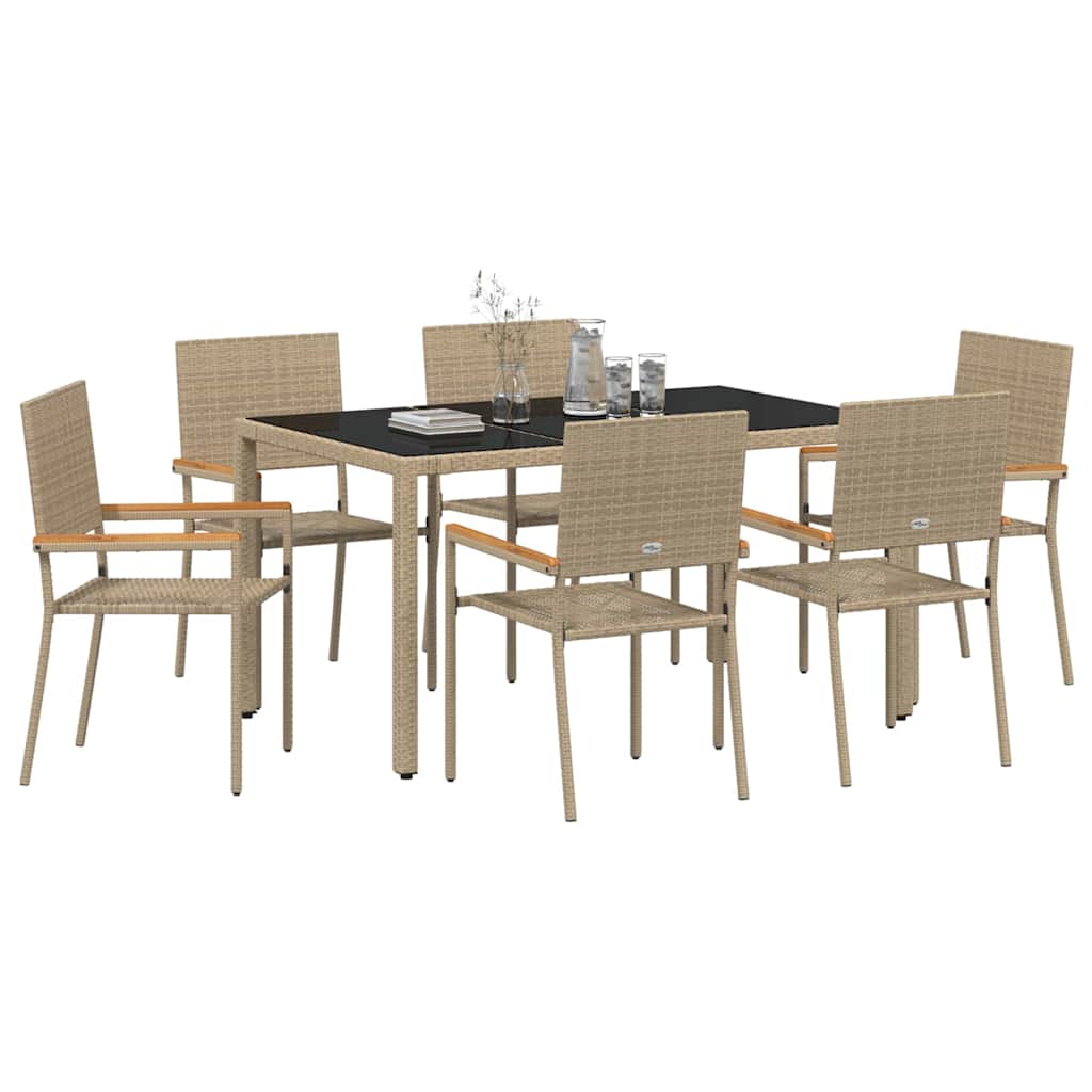 Garden Dining Set 5 pcs Poly Rattan Beige 150 cm table length 6-Seater