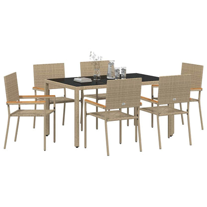Garden Dining Set 5 pcs Poly Rattan Beige 150 cm table length 6-Seater