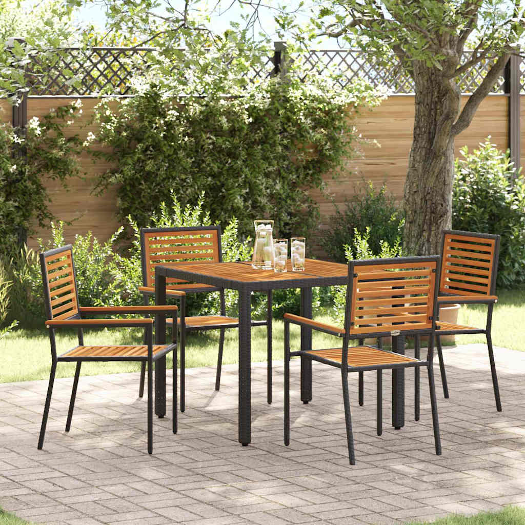 vidaXL Garden Dining Set 5 pcs Black and Brown Poly Rattan 1