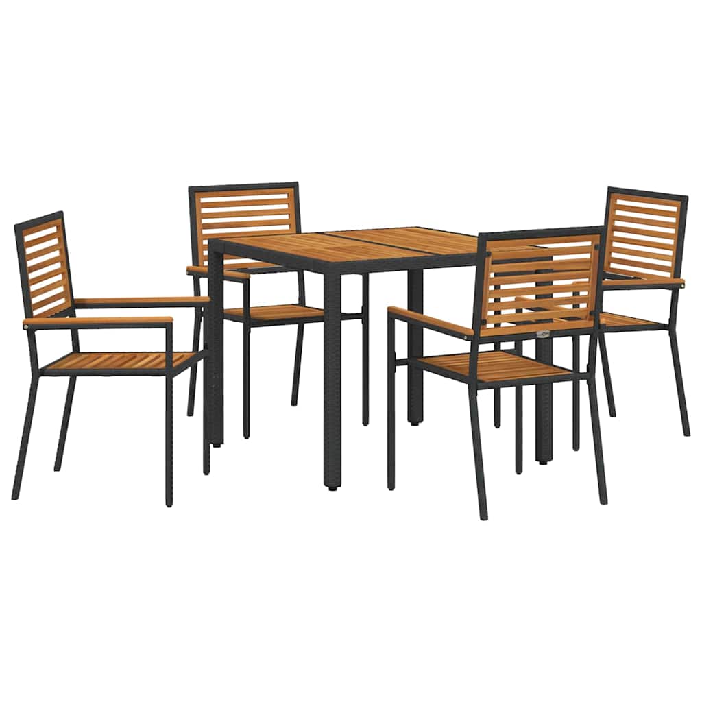 vidaXL Garden Dining Set 5 pcs Black and Brown Poly Rattan 2