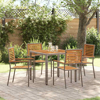 vidaXL Garden Dining Set 5 pcs Grey and Brown Poly Rattan 1