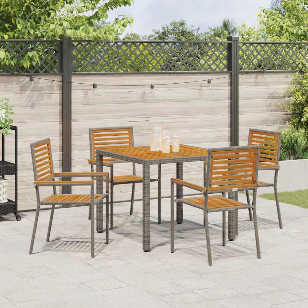 vidaXL Garden Dining Set 5 pcs Grey and Brown Poly Rattan 4