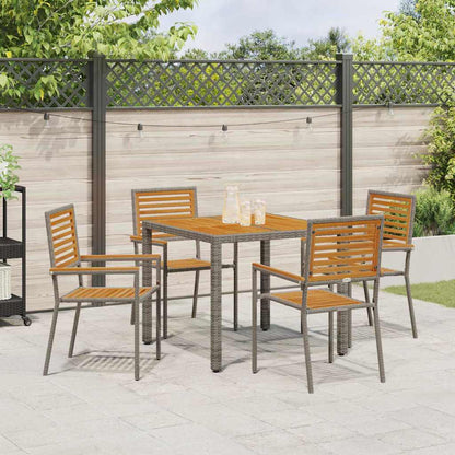 vidaXL Garden Dining Set 5 pcs Grey and Brown Poly Rattan 4