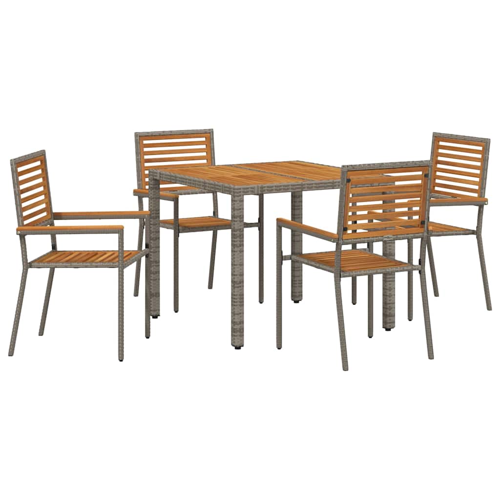vidaXL Garden Dining Set 5 pcs Grey and Brown Poly Rattan 2