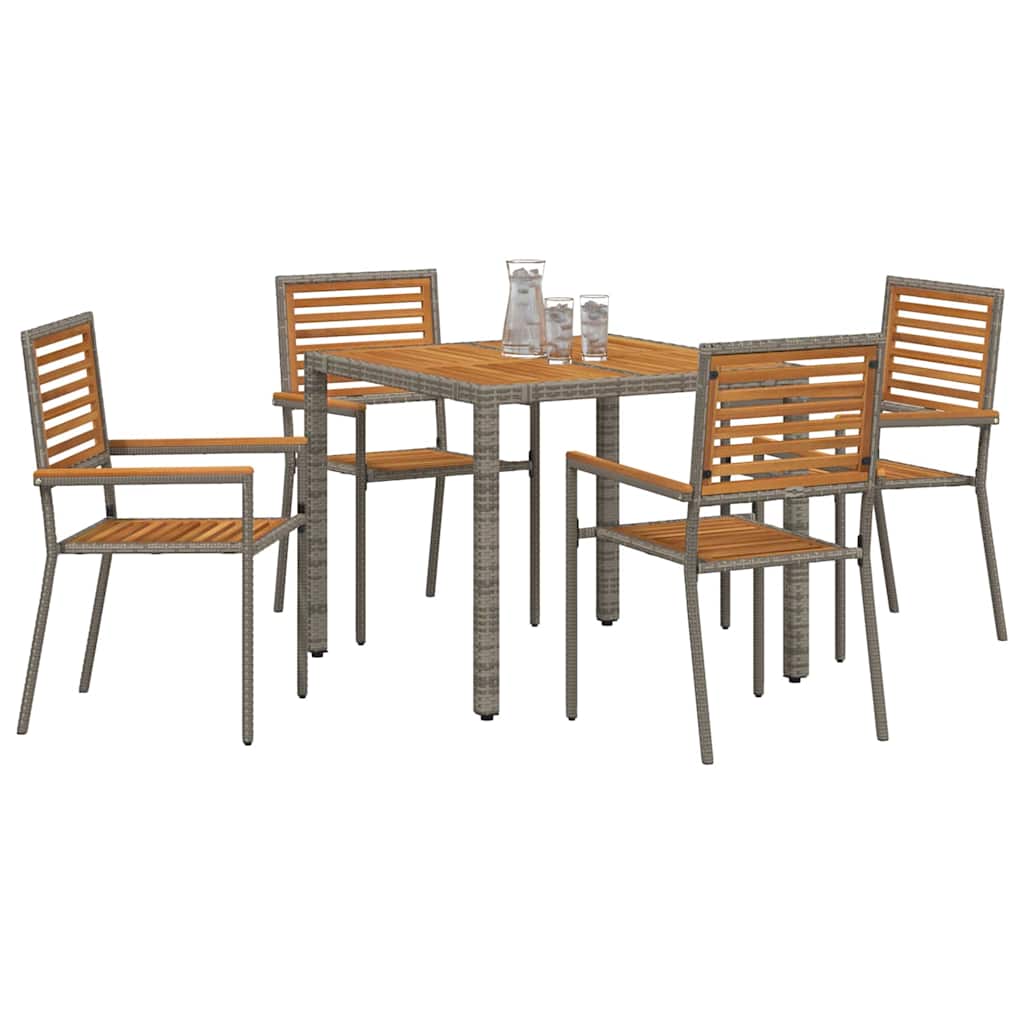 vidaXL Garden Dining Set 5 pcs Grey and Brown Poly Rattan 3