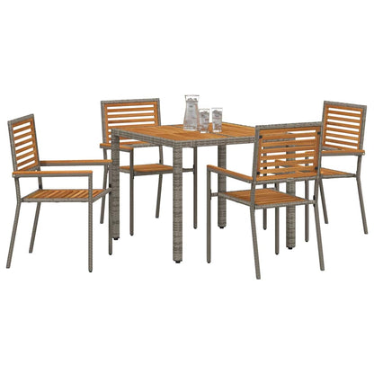 vidaXL Garden Dining Set 5 pcs Grey and Brown Poly Rattan 3