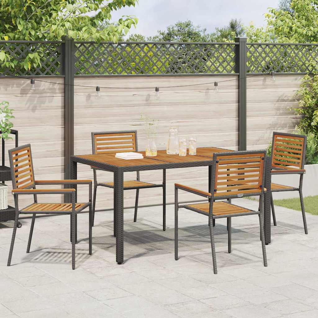 vidaXL Garden Dining Set 5 pcs Black and Brown Poly Rattan 4