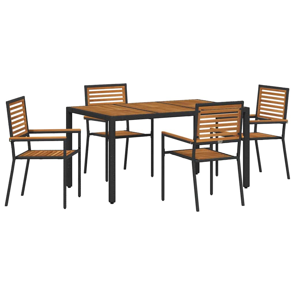 vidaXL Garden Dining Set 5 pcs Black and Brown Poly Rattan 2